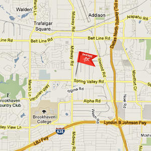 map of dallas tx usa near I-635 and Dallas North Tollway