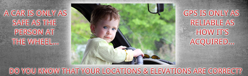 child at steering wheel of car and text